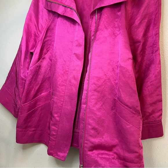 Charter Club Womens Blazer Full Zip Linen Viscose Sz L Pink Barbie Cruise Office - Picture 9 of 9